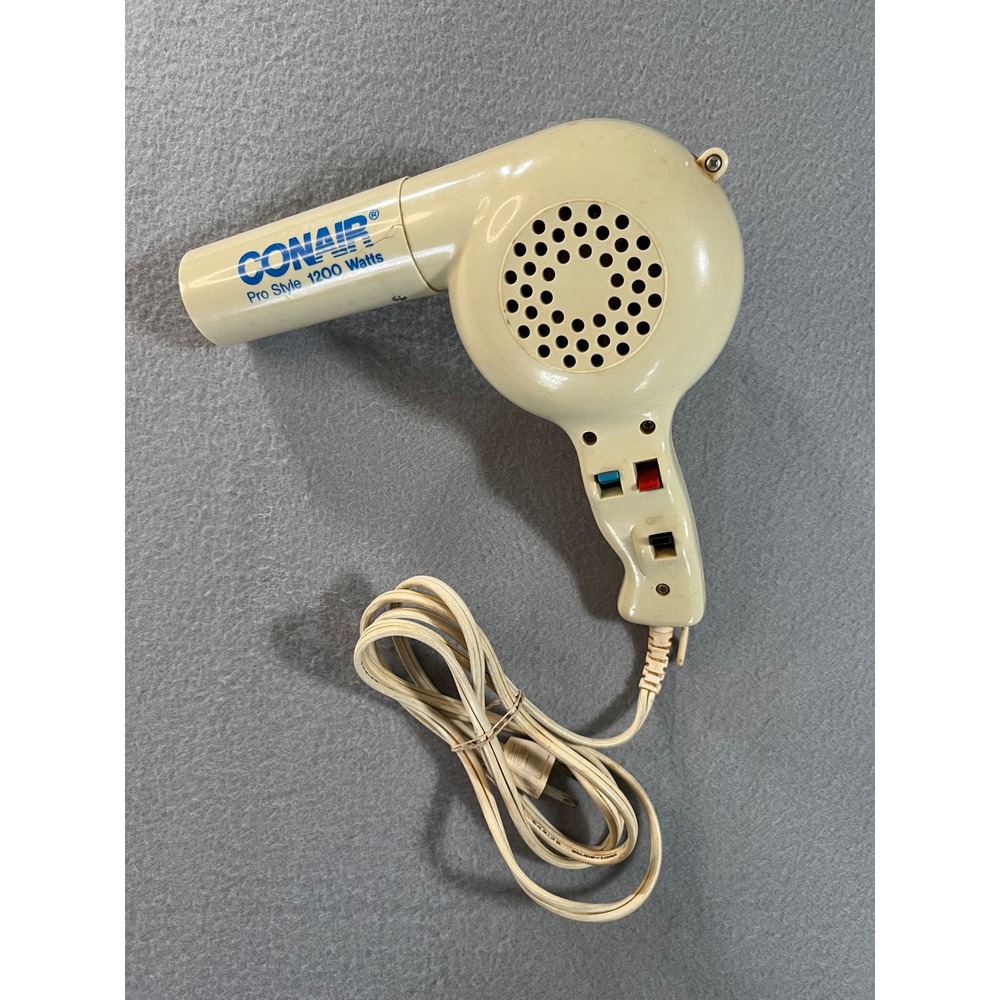 Vintage Conair Pro Style 1200 Watts Hair Dryer Model 065 Cream Retro Prop
